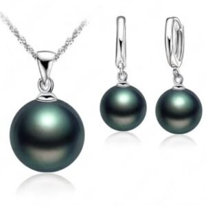 Lebelle Set de perlas en agua dulce color negro