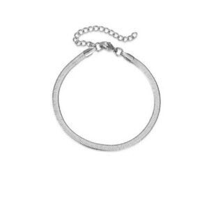 Pulsera / Brazalete de acero inoxidable y ancho de 4 mm color plateado
