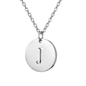 Collar de acero inoxidable con dije "J" plateado