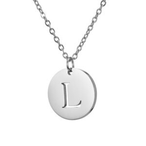Collar de acero inoxidable con dije "L" plateado