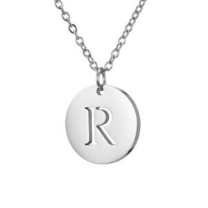 Collar de acero inoxidable con dije "R" plateado