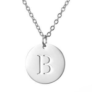 Collar de acero inoxidable con dije "B" plateado