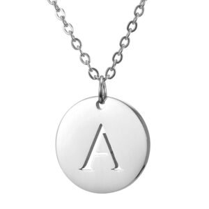 Collar de acero inoxidable con dije "A" plateado