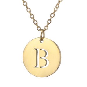 Collar de acero inoxidable con dije "B" dorado