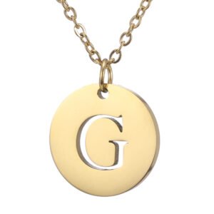 Collar de acero inoxidable con dije "G" dorado