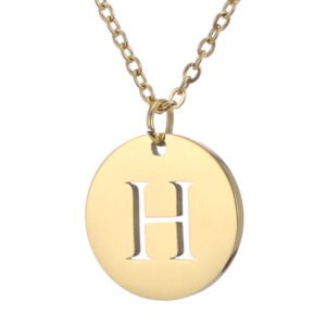 Collar de acero inoxidable con dije "H" dorado