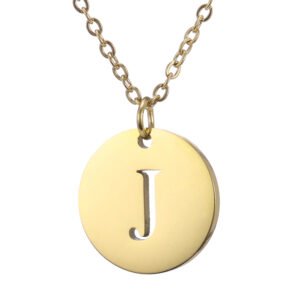 Collar de acero inoxidable con dije "J" dorado