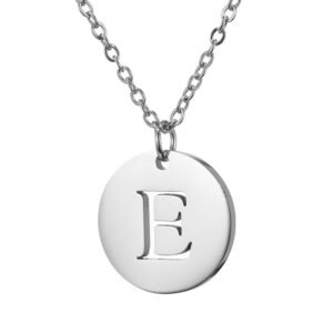 Collar de acero inoxidable con dije "E" plateado