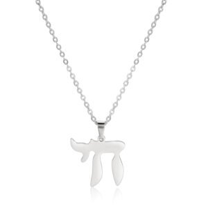 Collar de acero inoxidable con dije hai / vida plateado