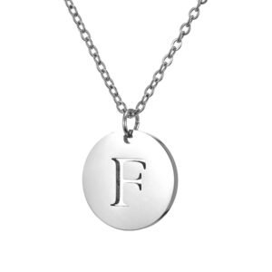 Collar de acero inoxidable con dije "F" plateado