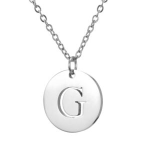 Collar de acero inoxidable con dije "G" plateado