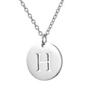 Collar de acero inoxidable con dije "H" plateado