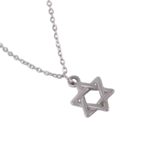 Collar de acero inoxidable con estrella de David Plateado